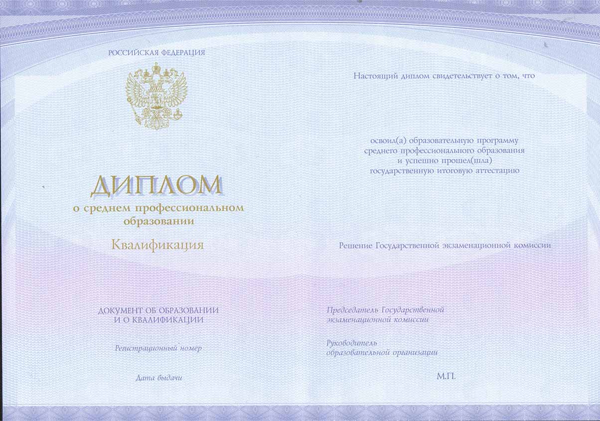 Диплом техникума Спецбланк 2014-2021 годов в Кургане